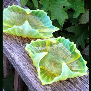 2 Fostoria Heirloom Opalescent baskets